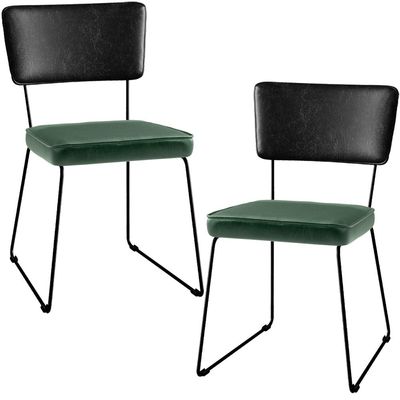 Kit 02 Cadeiras Decorativas Sala Jantar Allana L02 Couríssimo Preto Facto Verde Musgo - Lyam Decor