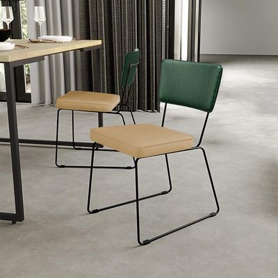 Kit 02 Cadeiras Decorativas Sala Jantar Allana L02 Facto Verde Musgo Linho Bege Escuro - Lyam Decor