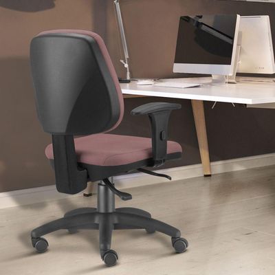 Kit 02 Cadeiras Giratória Job L02 Executiva Ergonômica Escritório Suede Rosê - Lyam Decor