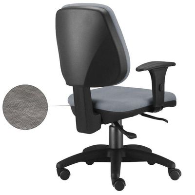 Kit 02 Cadeiras Giratória Job L02 Executiva Ergonômica Escritório Couro Sintético Cinza- Lyam Decor