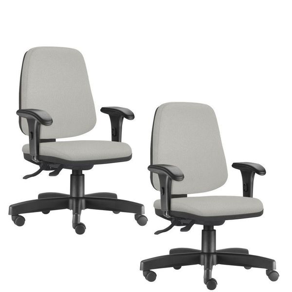 Kit 02 Cadeiras Giratórias Job L02 Diretor Executiva Linho Cinza - Lyam Decor Kit 02 Cadeiras Giratórias Job L02 Diretor Executiva Linho Cinza - Lyam Decor