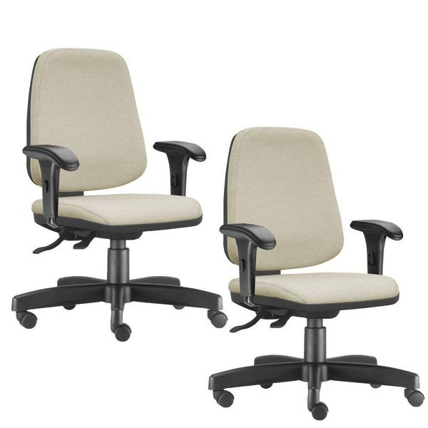 Kit 02 Cadeiras Giratórias Job L02 Diretor Executiva Suede Bege - Lyam Decor Kit 02 Cadeiras Giratórias Job L02 Diretor Executiva Suede Bege - Lyam Decor