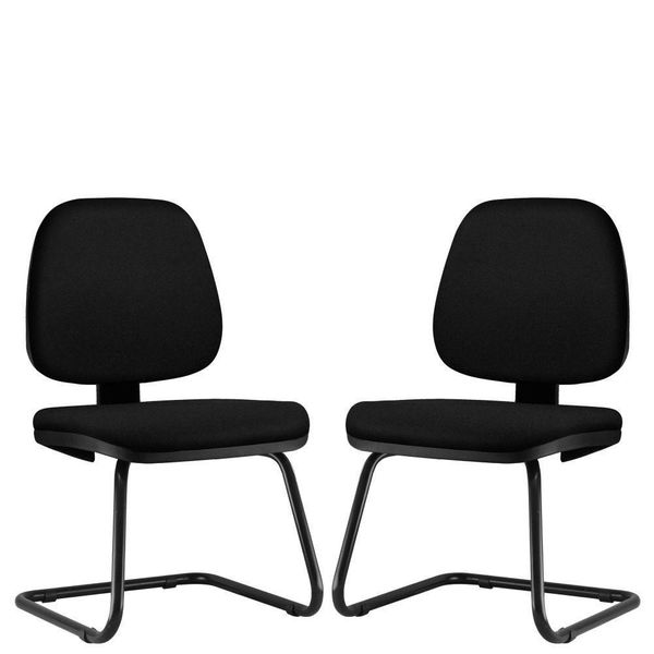 Kit 02 Cadeiras Para Escritório Job L02 Fixa Crepe Preto - Lyam Decor