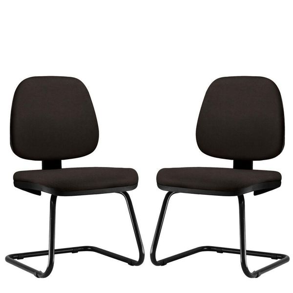 Kit 02 Cadeiras Para Escritório Job L02 Fixa Suede Marrom - Lyam Decor Kit 02 Cadeiras Para Escritório Job L02 Fixa Suede Marrom - Lyam Decor