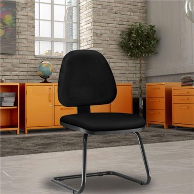 Kit 02 Cadeiras Para Escritório Sky L02 Fixa Couro Sintético Preto - Lyam Decor