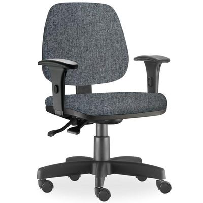 Kit 04 Cadeiras de Escritório Giratória Executiva Ergonômica Job L02 Linho Chumbo - Lyam Decor