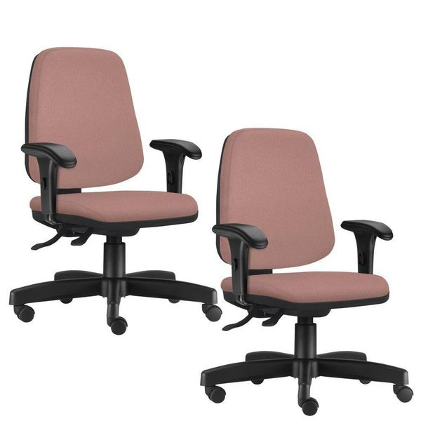 Kit 02 Cadeiras Giratórias Job L02 Diretor Executiva Suede Rosê - Lyam Decor Kit 02 Cadeiras Giratórias Job L02 Diretor Executiva Suede Rosê - Lyam Decor