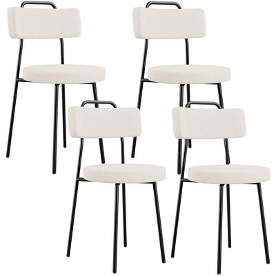 Kit 04 Cadeiras Decorativas Estofada Para Sala De Jantar Barcelona F01 Linho Bege - Lyam Decor