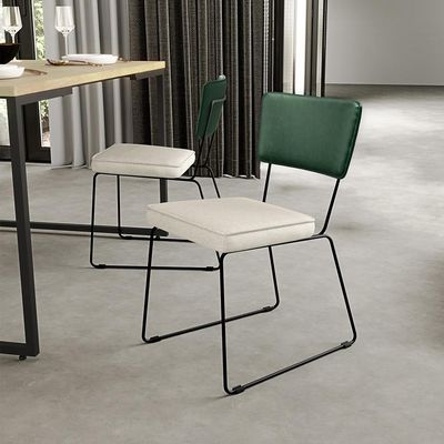 Kit 04 Cadeiras Decorativas Sala Jantar Allana L02 Facto Verde Musgo Linho Champagne - Lyam Decor