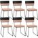 Kit 06 Cadeiras Decorativas Estofada Allana L02 Faixa Corano Preto Linho Rosê - Lyam Decor