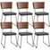 Kit 06 Cadeiras Decorativas Sala Jantar Allana L02 Couríssimo Marrom Linho Cinza Escuro - Lyam Decor