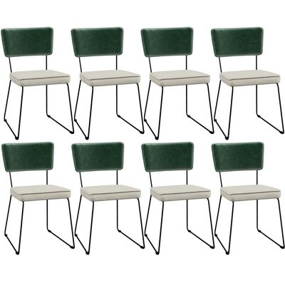 Kit 08 Cadeiras Decorativas Sala Jantar Allana L02 Facto Verde Musgo Linho Champagne - Lyam Decor