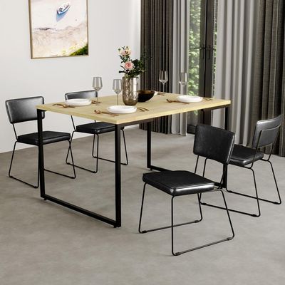 Kit 2 Cadeiras Decorativas Estofada Sala De Jantar Base Aço Allana L02 Couríssimo Preto - Lyam Decor