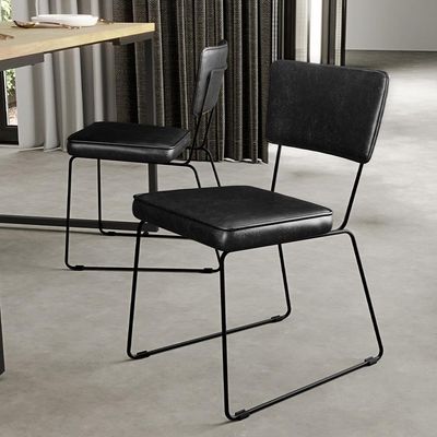 Kit 2 Cadeiras Decorativas Estofada Sala De Jantar Base Aço Allana L02 Couríssimo Preto - Lyam Decor