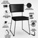 Kit 2 Cadeiras Decorativas Estofada Sala De Jantar Base Aço Allana L02 Couríssimo Preto - Lyam Decor