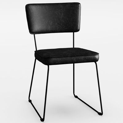 Kit 2 Cadeiras Decorativas Estofada Sala De Jantar Base Aço Allana L02 Couríssimo Preto - Lyam Decor
