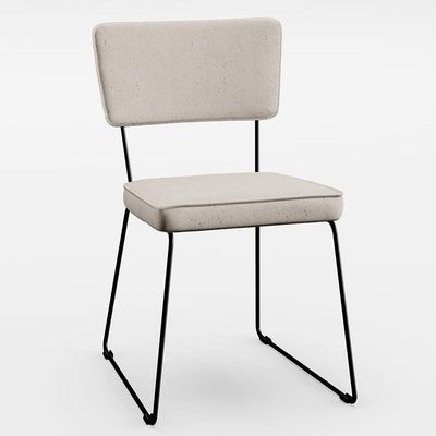 Kit 6 Cadeiras Decorativa Estofada Para Sala De Jantar Base Em Aço Allana L02 Linho Cru - Lyam Decor