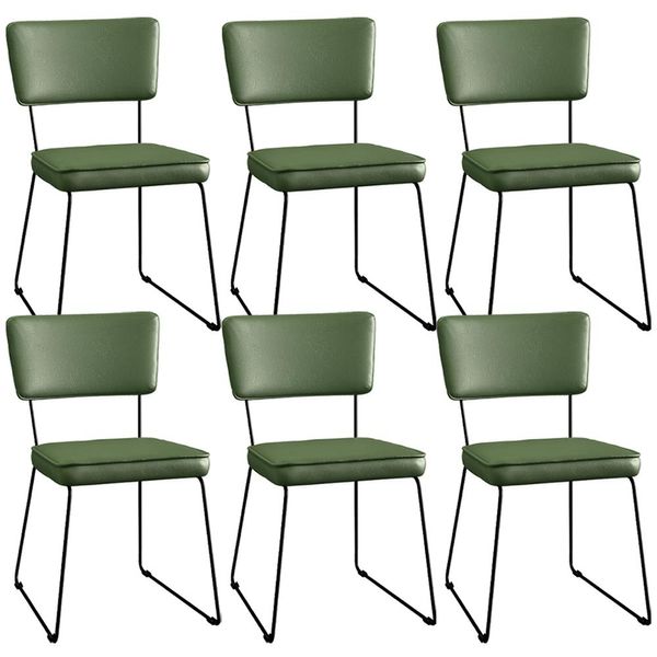 Kit 6 Cadeiras Decorativa Estofada Sala De Jantar Base Aço Allana L02 Facto Verde Musgo - Lyam Decor