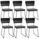 Kit 6 Cadeiras Decorativas Estofada Allana L02 Faixa Corano Preto Linho Cinza Escuro - Lyam Decor