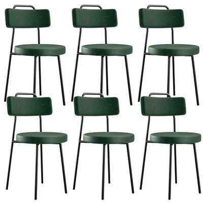 Kit 06 Cadeiras Decorativas Para Sala De Jantar Barcelona F01 Couríssimo Verde Musgo - Lyam Decor