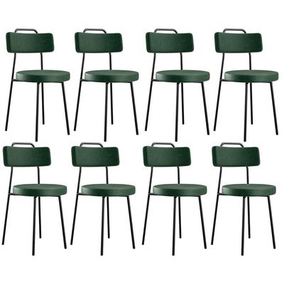 Kit 08 Cadeiras Decorativas Para Sala De Jantar Barcelona F01 Couríssimo Verde Musgo - Lyam Decor
