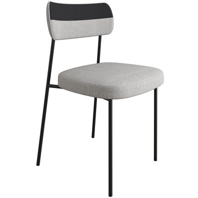 Kit 2 Cadeiras Decorativas Estofada Sala Jantar Melina F01 Linho Cinza Couríssimo Preto - Lyam Decor