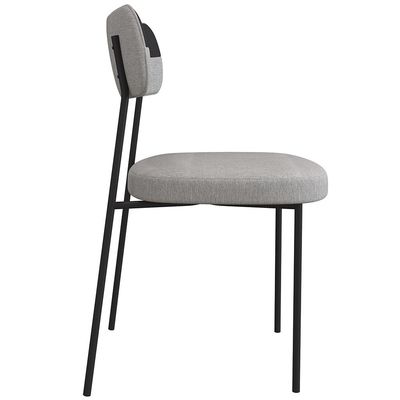 Kit 2 Cadeiras Decorativas Estofada Sala Jantar Melina F01 Linho Cinza Couríssimo Preto - Lyam Decor