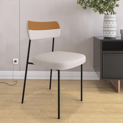 Kit 4 Cadeira Decorativa Estofada Sala Jantar Melina F01 Linho Bege Couríssimo Caramelo - Lyam Decor