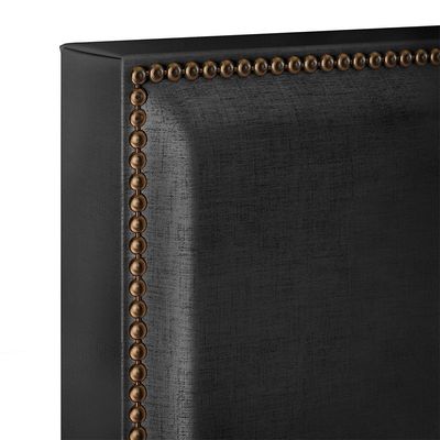 Cabeceira Box Casal Queen Com Tachas 160 cm Vicenza L02 Facto Preto Metalizado - Lyam Decor
