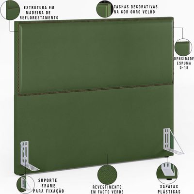 Cabeceira Cama Box Casal Com Tachas 140 cm Vicenza L02 Facto Verde Musgo - Lyam Decor