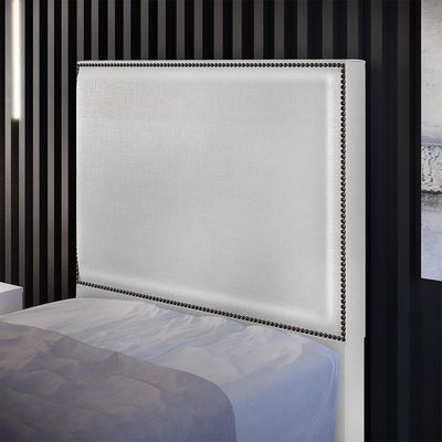 Cabeceira Box Solteiro Com Tachas 100 cm Vicenza L02 Facto Cinza Metalizado - Lyam Decor