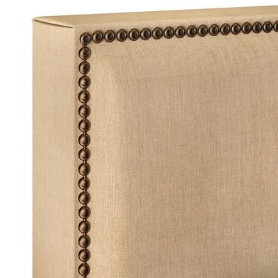 Cabeceira Cama Box Casal Com Tachas 140 cm Vicenza L02 Linho Bege Escuro - Lyam Decor