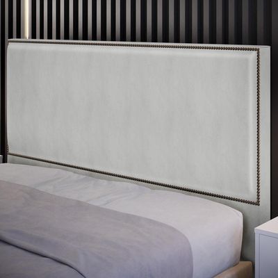Cabeceira Cama Box Casal Com Tachas 140 cm Vicenza L02 Linho Cinza - Lyam Decor