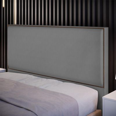 Cabeceira Cama Box Casal Com Tachas 140 cm Vicenza L02 Suede Cinza - Lyam Decor