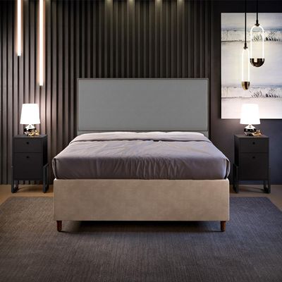Cabeceira Cama Box Casal Com Tachas 140 cm Vicenza L02 Suede Cinza - Lyam Decor