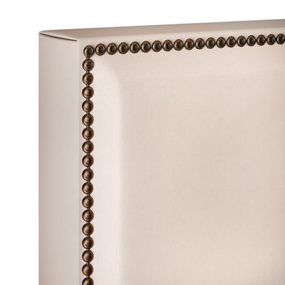 Cabeceira Cama Box Casal Com Tachas 140 cm Vicenza L02 Suede Bege - Lyam Decor