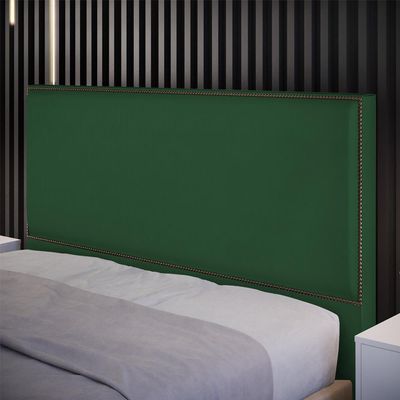 Cabeceira Cama Box Casal Com Tachas 140 cm Vicenza L02 Suede Verde Musgo - Lyam Decor