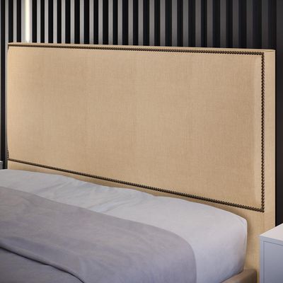 Cabeceira Cama Box Casal Com Tachas 160 cm Vicenza L02 Linho Bege Escuro - Lyam Decor
