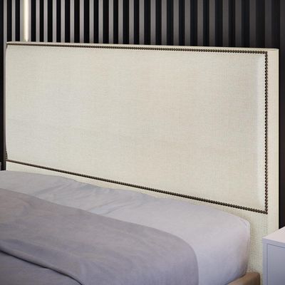 Cabeceira Cama Box Casal Com Tachas 160 cm Vicenza L02 Linho Champagne - Lyam Decor