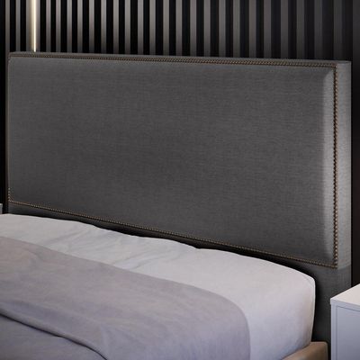 Cabeceira Cama Box Casal Queen Com Tachas 160 cm Vicenza L02 Linho Cinza Escuro - Lyam Decor