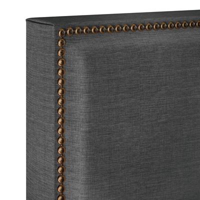 Cabeceira Cama Box Casal Queen Com Tachas 160 cm Vicenza L02 Linho Cinza Escuro - Lyam Decor