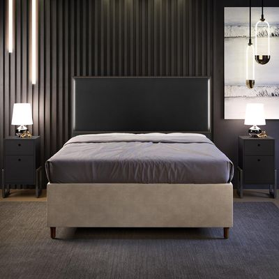 Cabeceira Cama Box Casal Queen Com Tachas 160 cm Vicenza L02 Couríssimo Preto - Lyam Decor