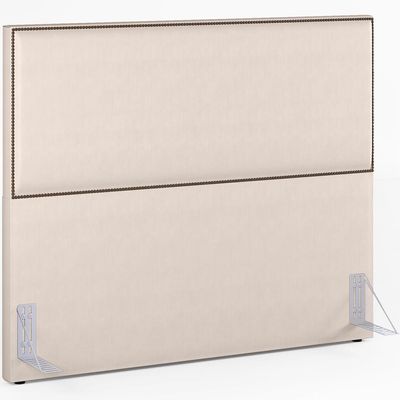Cabeceira Cama Box Casal Queen Com Tachas 160 cm Vicenza L02 Suede Bege - Lyam Decor