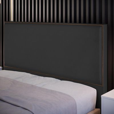 Cabeceira Cama Box Casal Queen Com Tachas 160 cm Vicenza L02 Suede Preto - Lyam Decor