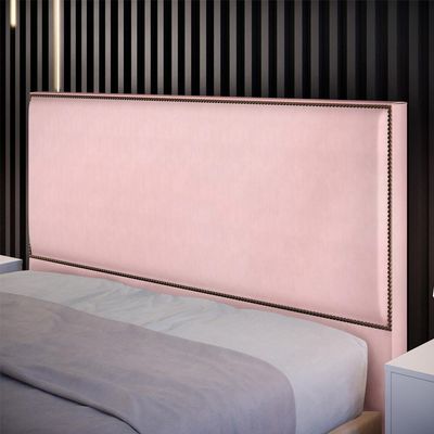 Cabeceira Cama Box Casal Queen Com Tachas 160 cm Vicenza L02 Suede Rosê - Lyam Decor