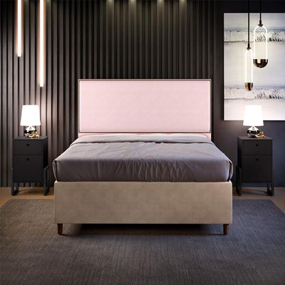 Cabeceira Cama Box Casal Queen Com Tachas 160 cm Vicenza L02 Suede Rosê - Lyam Decor