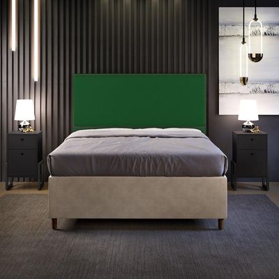 Cabeceira Cama Box Casal Queen Com Tachas 160 cm Vicenza L02 Suede Verde Musgo - Lyam Decor