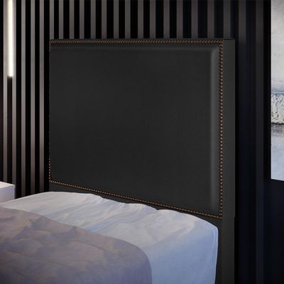 Cabeceira Cama Box Solteiro Com Tachas 100 cm Vicenza L02 Couríssimo Preto - Lyam Decor