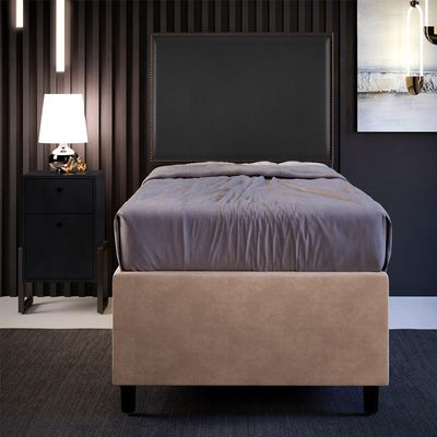 Cabeceira Cama Box Solteiro Com Tachas 100 cm Vicenza L02 Couríssimo Preto - Lyam Decor