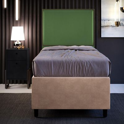 Cabeceira Cama Box Solteiro Com Tachas 100 cm Vicenza L02 Facto Verde Musgo - Lyam Decor